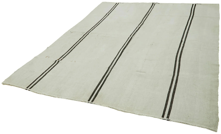 Kendir Beyaz Geometrik Hemp El Dokuma Halısı 210x265 Agacan