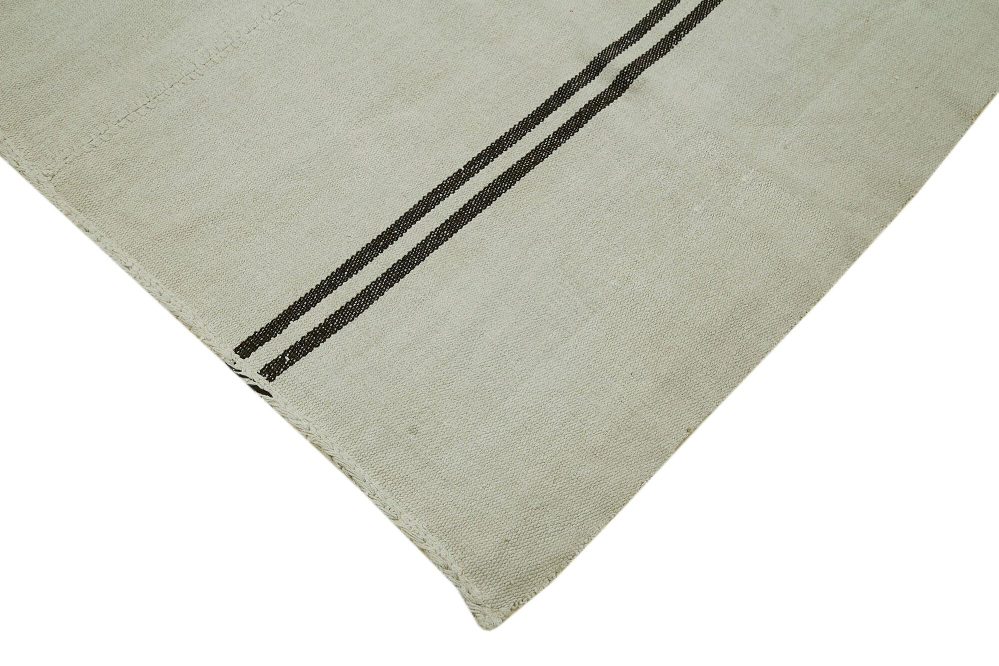 Kendir Beyaz Geometrik Hemp El Dokuma Halısı 210x265 Agacan
