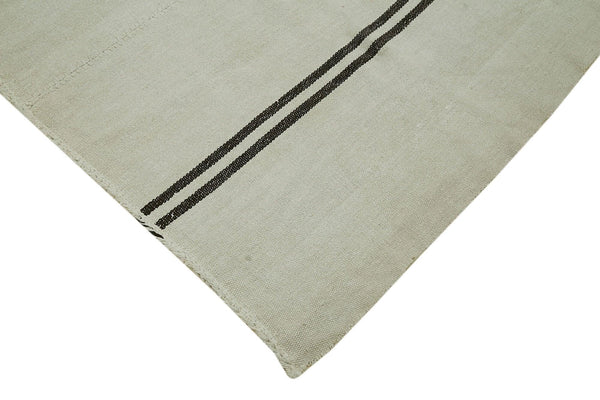 Kendir Beyaz Geometrik Hemp El Dokuma Halısı 210x265 Agacan
