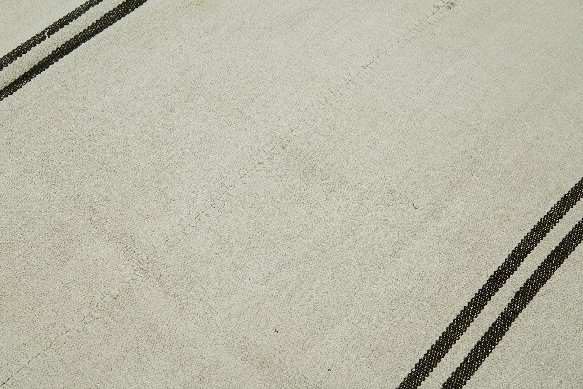 Kendir Beyaz Geometrik Hemp El Dokuma Halısı 210x265 Agacan