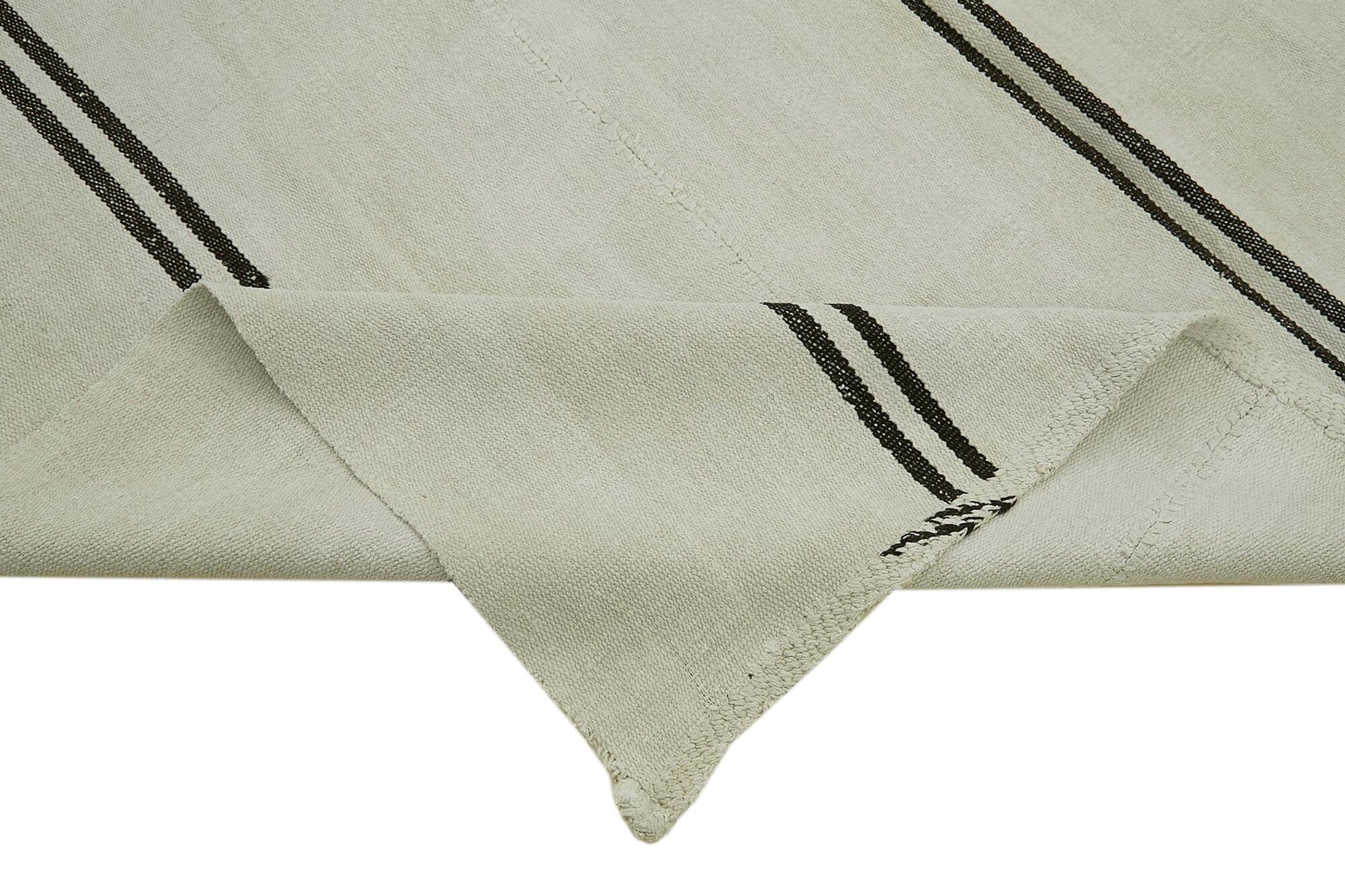 Kendir Beyaz Geometrik Hemp El Dokuma Halısı 210x265 Agacan