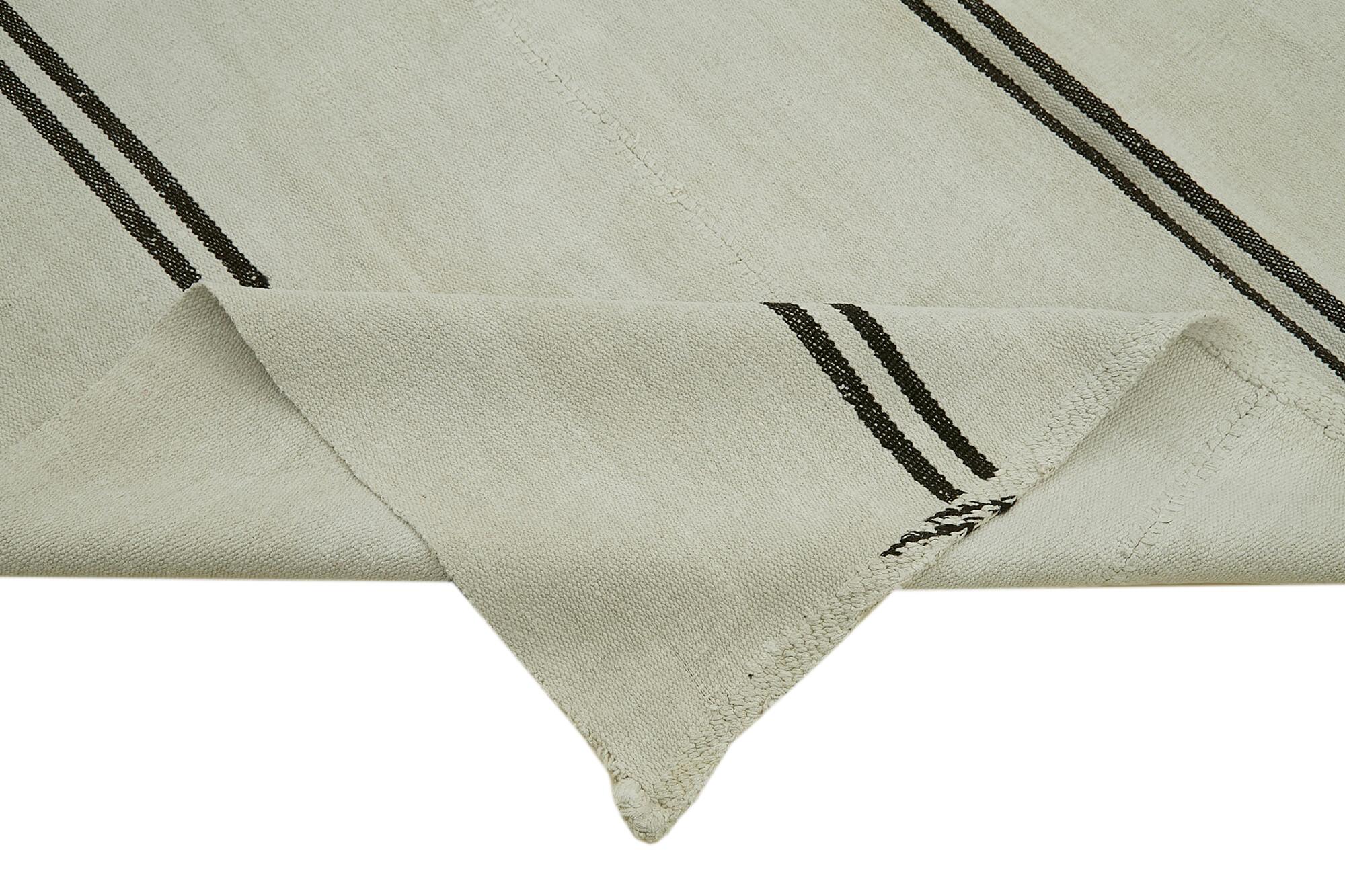 Kendir Beyaz Geometrik Hemp El Dokuma Halısı 210x265 Agacan