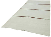 Kendir Beyaz Geometrik Hemp El Dokuma Halısı 175x373 Agacan