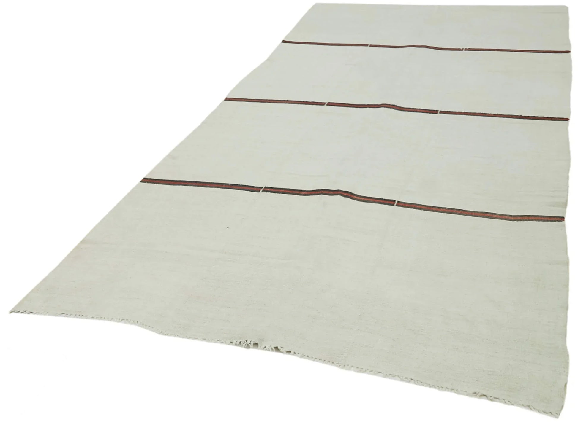 Kendir Beyaz Geometrik Hemp El Dokuma Halısı 175x373 Agacan