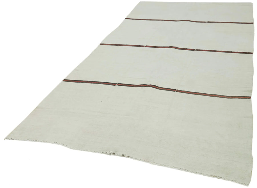 Kendir Beyaz Geometrik Hemp El Dokuma Halısı 175x373 Agacan