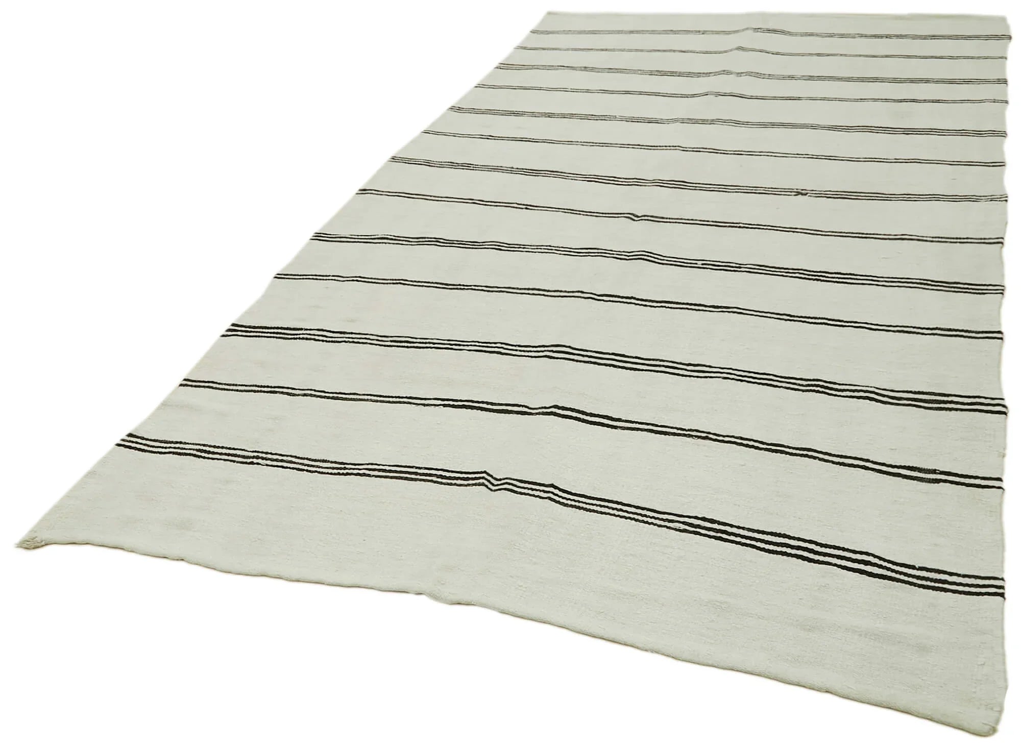 Kendir Beyaz Geometrik Hemp El Dokuma Halısı 177x350 Agacan
