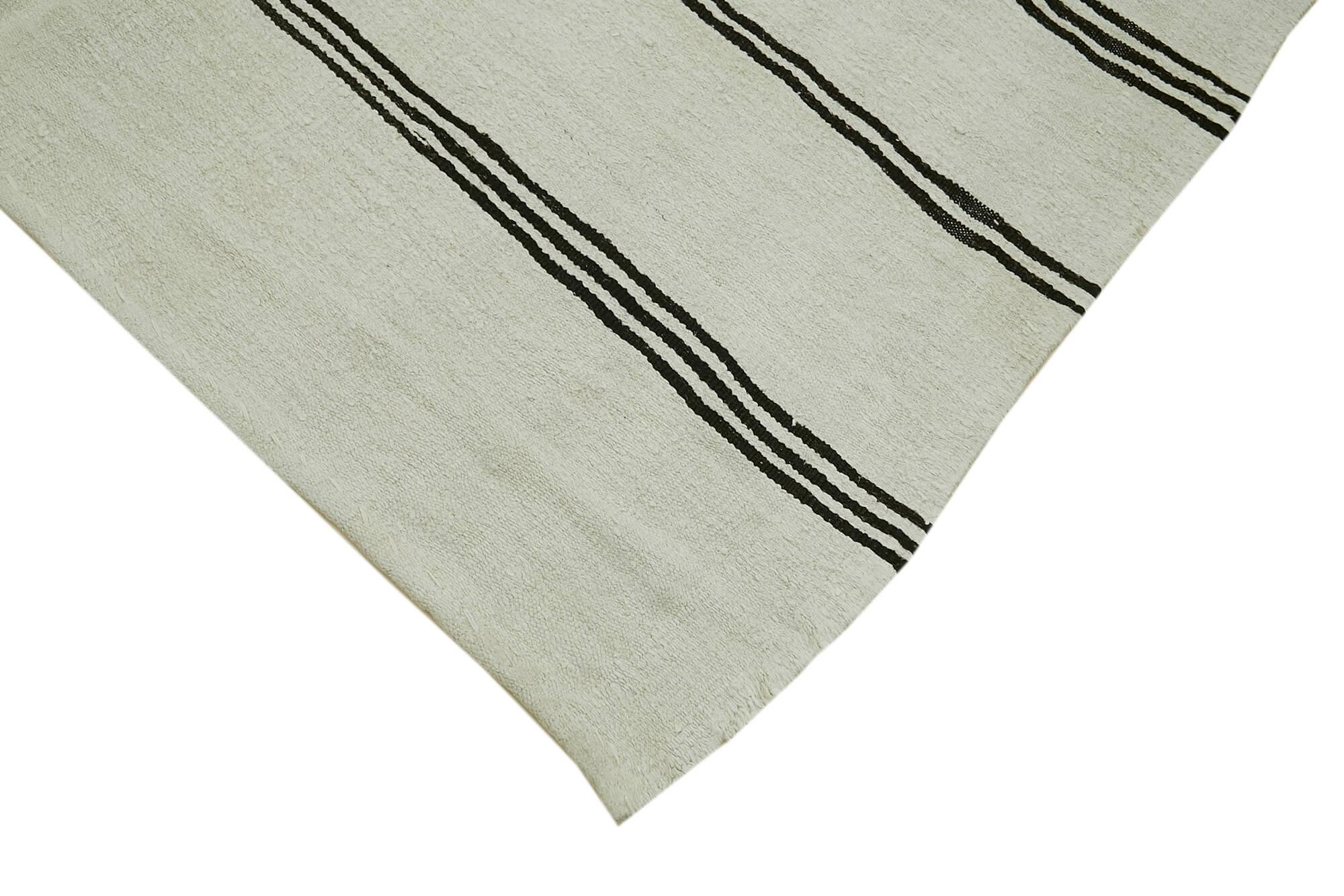 Kendir Beyaz Geometrik Hemp El Dokuma Halısı 177x350 Agacan