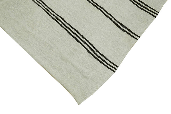Kendir Beyaz Geometrik Hemp El Dokuma Halısı 177x350 Agacan