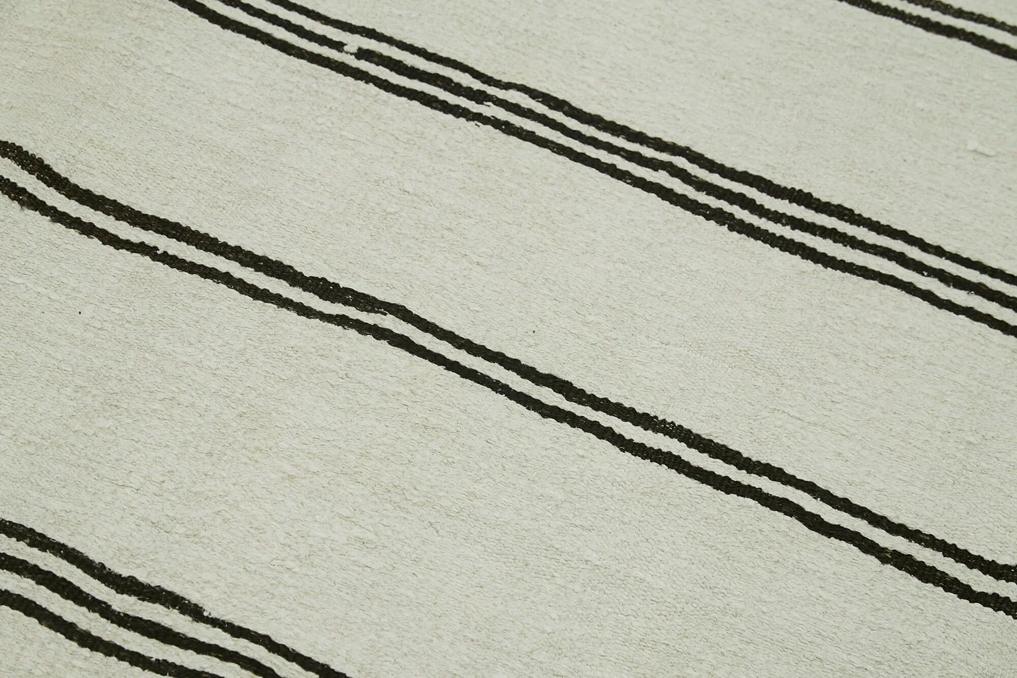 Kendir Beyaz Geometrik Hemp El Dokuma Halısı 177x350 Agacan