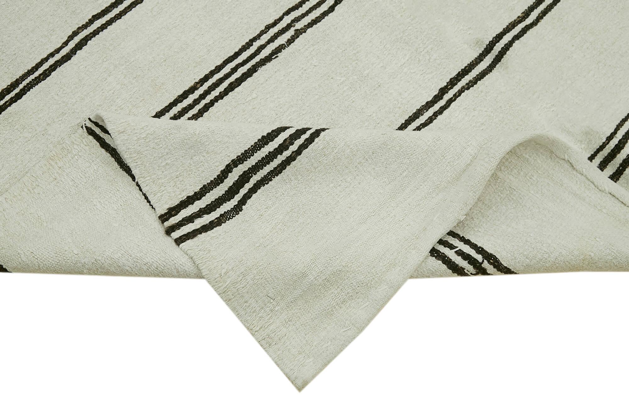 Kendir Beyaz Geometrik Hemp El Dokuma Halısı 177x350 Agacan