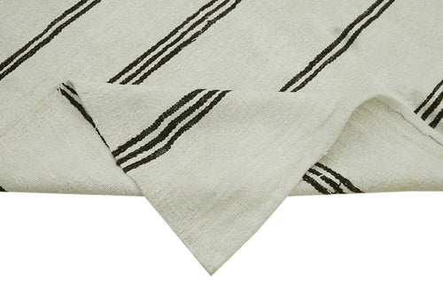 Kendir Beyaz Geometrik Hemp El Dokuma Halısı 177x350 Agacan