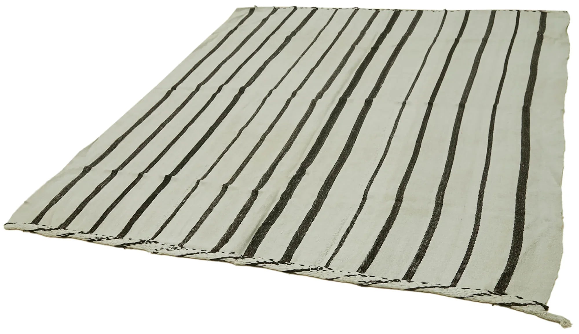Kendir Beyaz Geometrik Hemp El Dokuma Halısı 200x247 Agacan