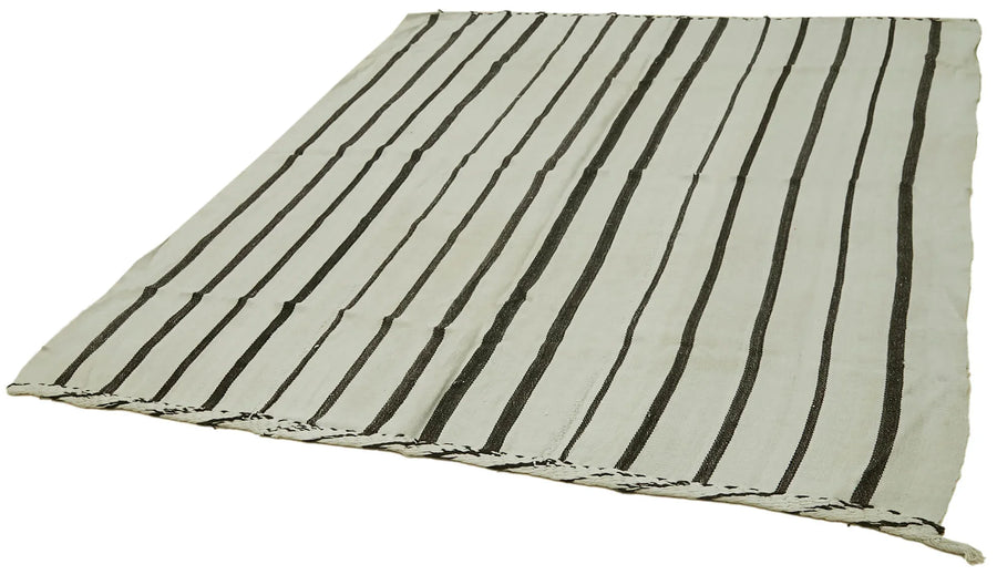 Kendir Beyaz Geometrik Hemp El Dokuma Halısı 200x247 Agacan