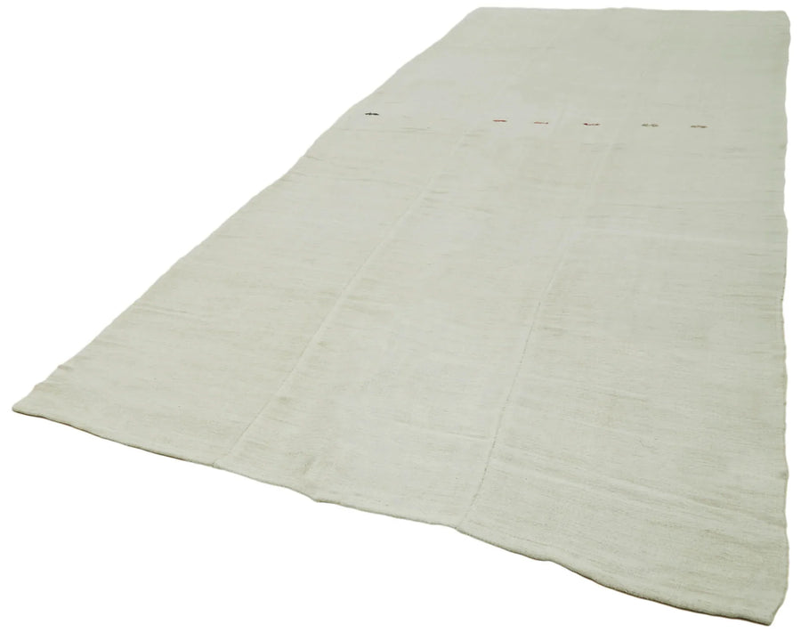 Kendir Beyaz Geometrik Hemp El Dokuma Halısı 190x458 Agacan