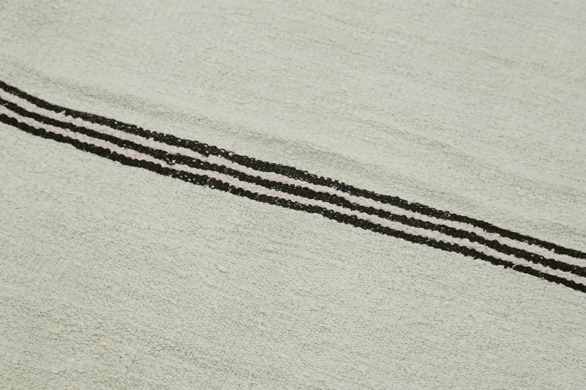 Kendir Beyaz Geometrik Hemp El Dokuma Halısı 186x362 Agacan