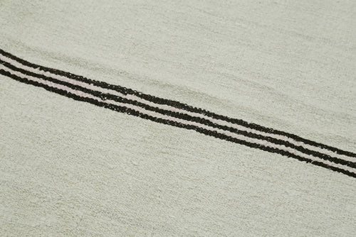 Kendir Beyaz Geometrik Hemp El Dokuma Halısı 186x362 Agacan