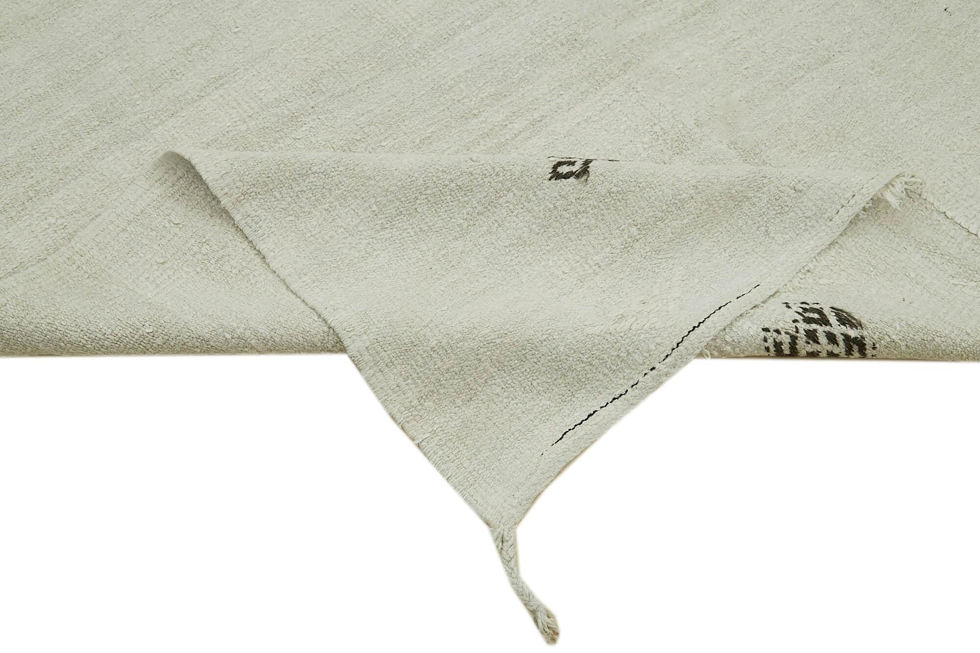 Kendir Beyaz Geometrik Hemp El Dokuma Halısı 186x362 Agacan