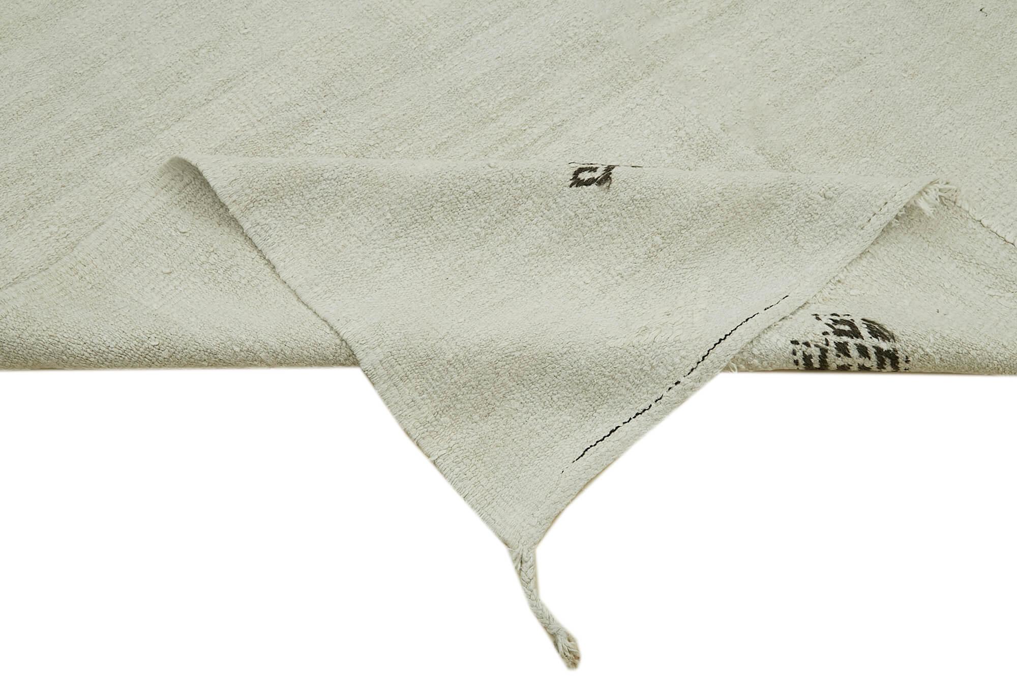 Kendir Beyaz Geometrik Hemp El Dokuma Halısı 186x362 Agacan
