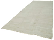 Kendir Beyaz Geometrik Hemp El Dokuma Halısı 187x457 Agacan