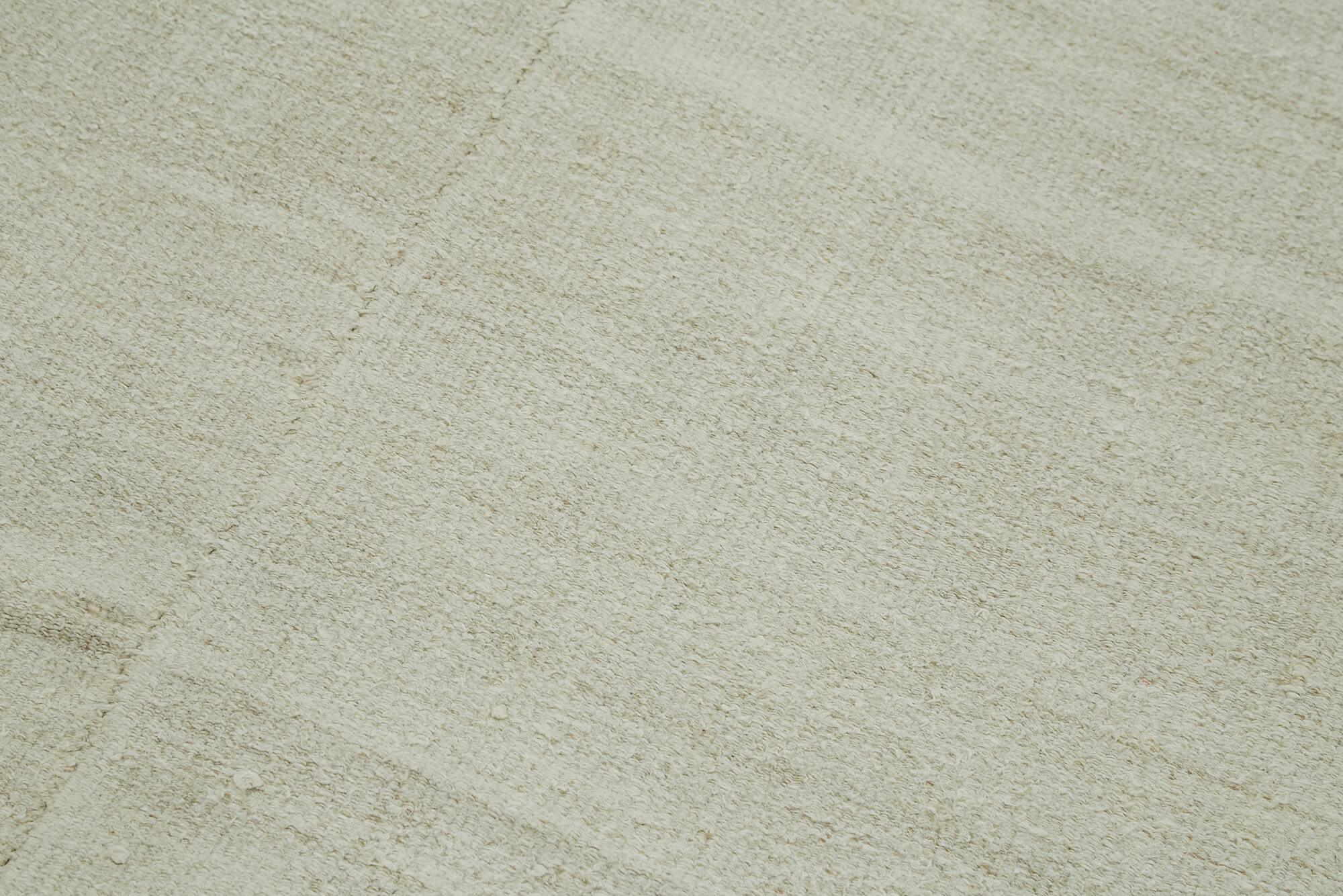 Kendir Beyaz Geometrik Hemp El Dokuma Halısı 187x457 Agacan