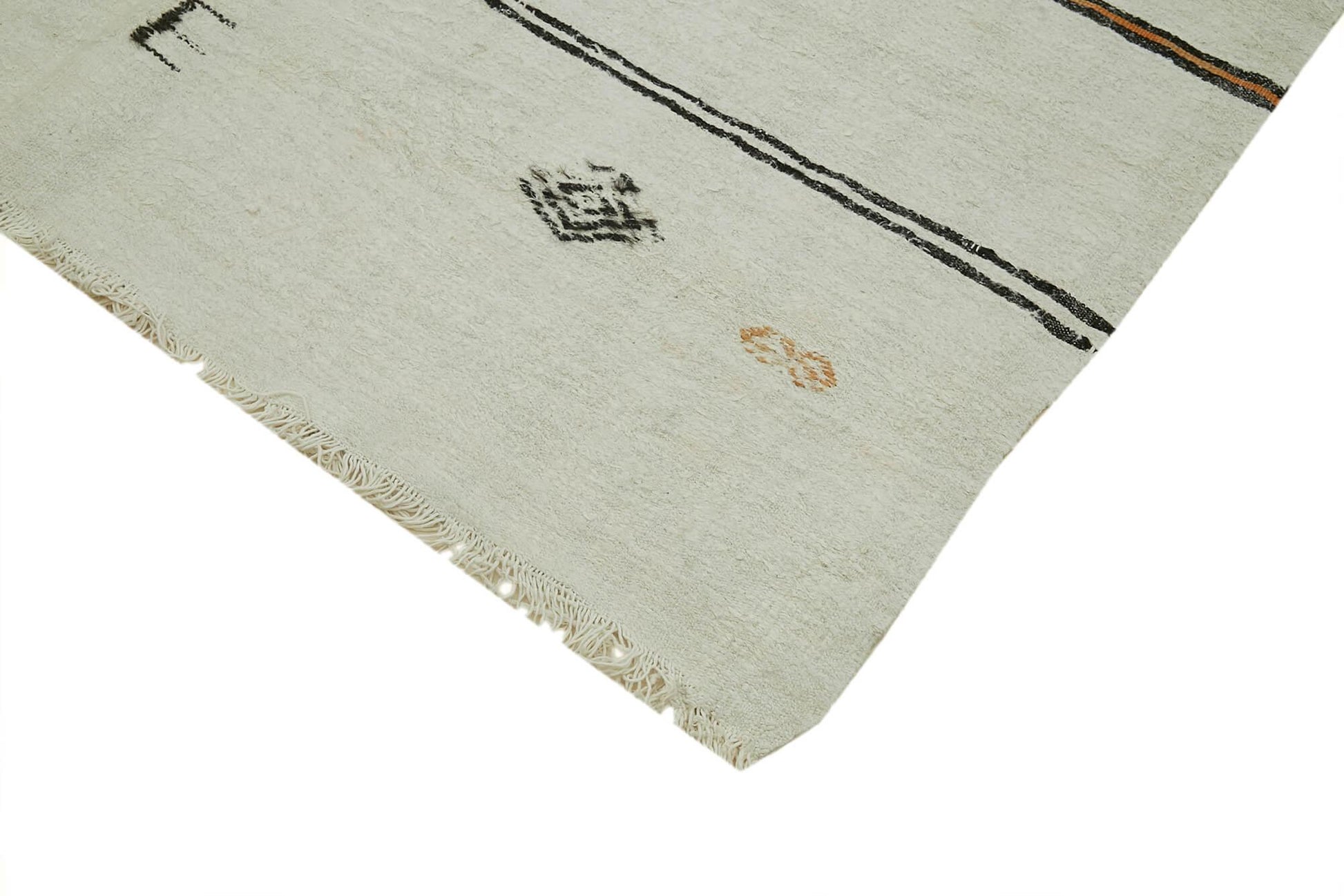 Kendir Beyaz Geometrik Hemp El Dokuma Halısı 178x372 Agacan
