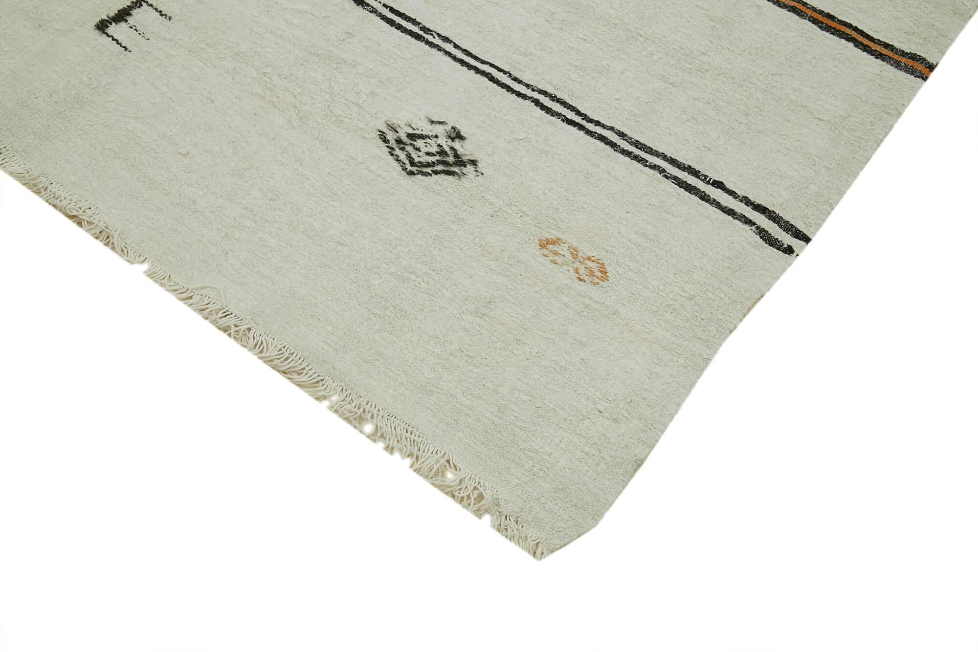 Kendir Beyaz Geometrik Hemp El Dokuma Halısı 178x372 Agacan