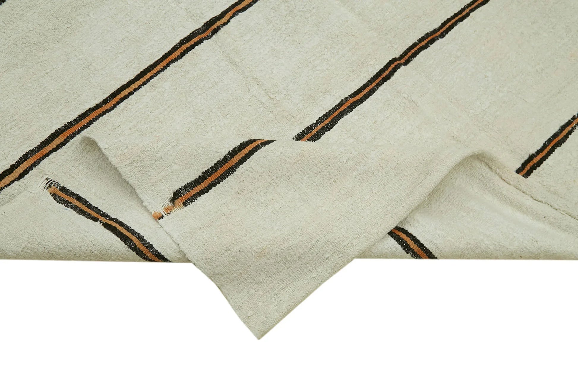 Kendir Beyaz Geometrik Hemp El Dokuma Halısı 178x372 Agacan