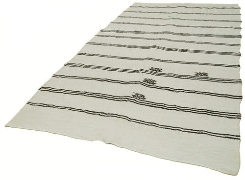 Kendir Beyaz Geometrik Hemp El Dokuma Halısı 180x334 Agacan