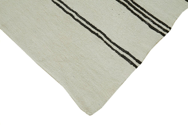 Kendir Beyaz Geometrik Hemp El Dokuma Halısı 180x334 Agacan