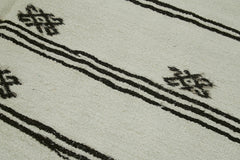 Kendir Beyaz Geometrik Hemp El Dokuma Halısı 180x334 Agacan