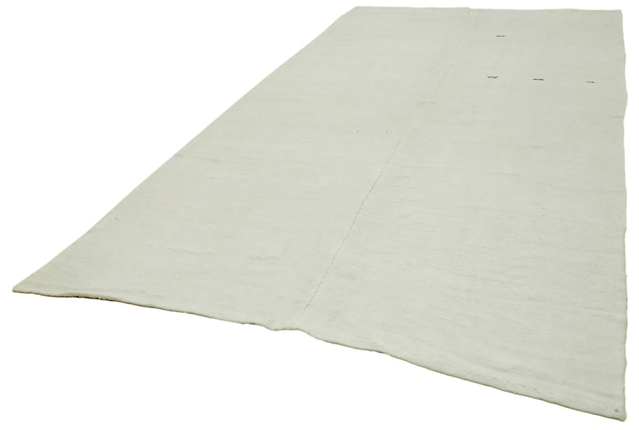 Kendir Beyaz Geometrik Hemp El Dokuma Halısı 196x370 Agacan