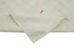 Kendir Beyaz Geometrik Hemp El Dokuma Halısı 196x370 Agacan