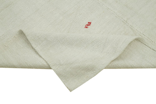 Kendir Beyaz Geometrik Hemp El Dokuma Halısı 196x370 Agacan