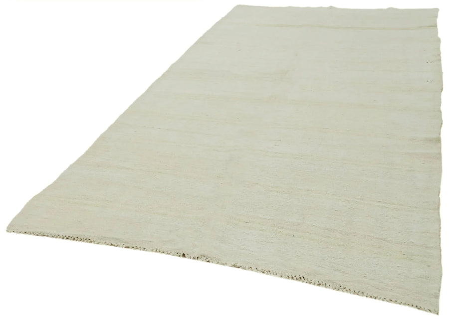 Kendir Beyaz Geometrik Hemp El Dokuma Halısı 185x394 Agacan