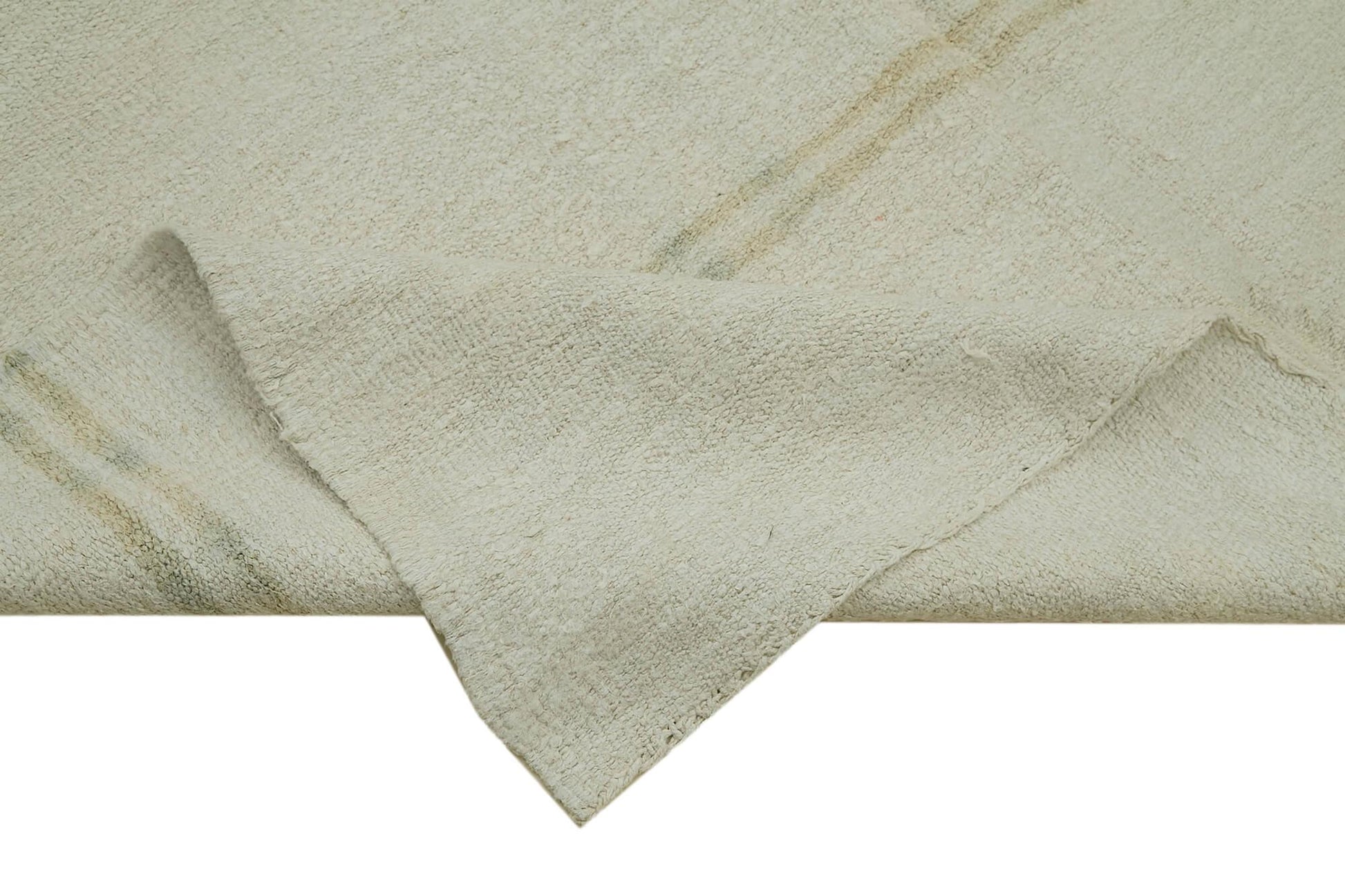 Kendir Beyaz Geometrik Hemp El Dokuma Halısı 185x394 Agacan