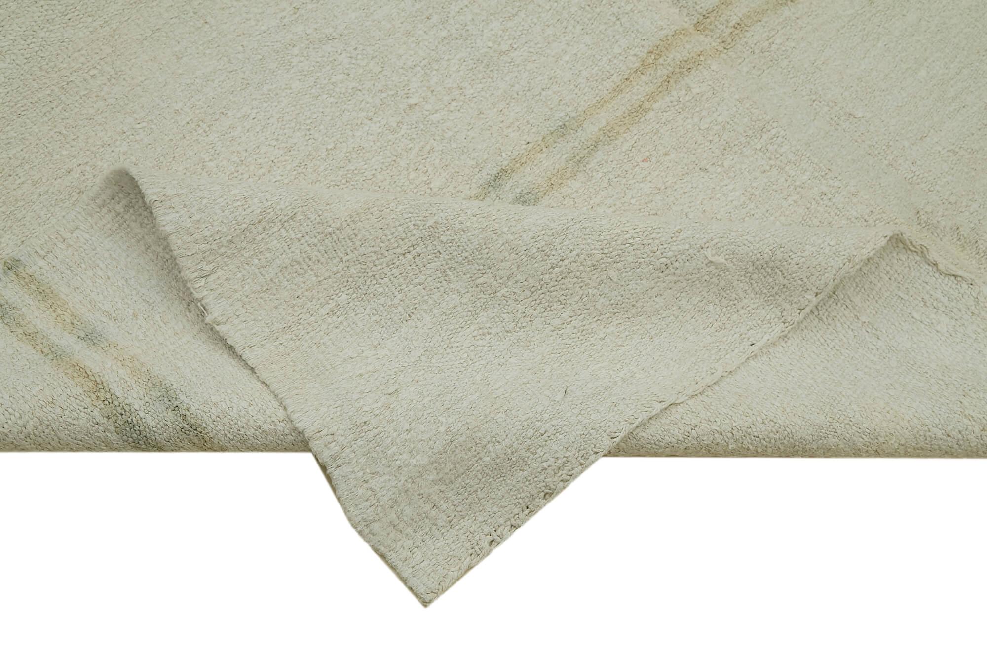 Kendir Beyaz Geometrik Hemp El Dokuma Halısı 185x394 Agacan