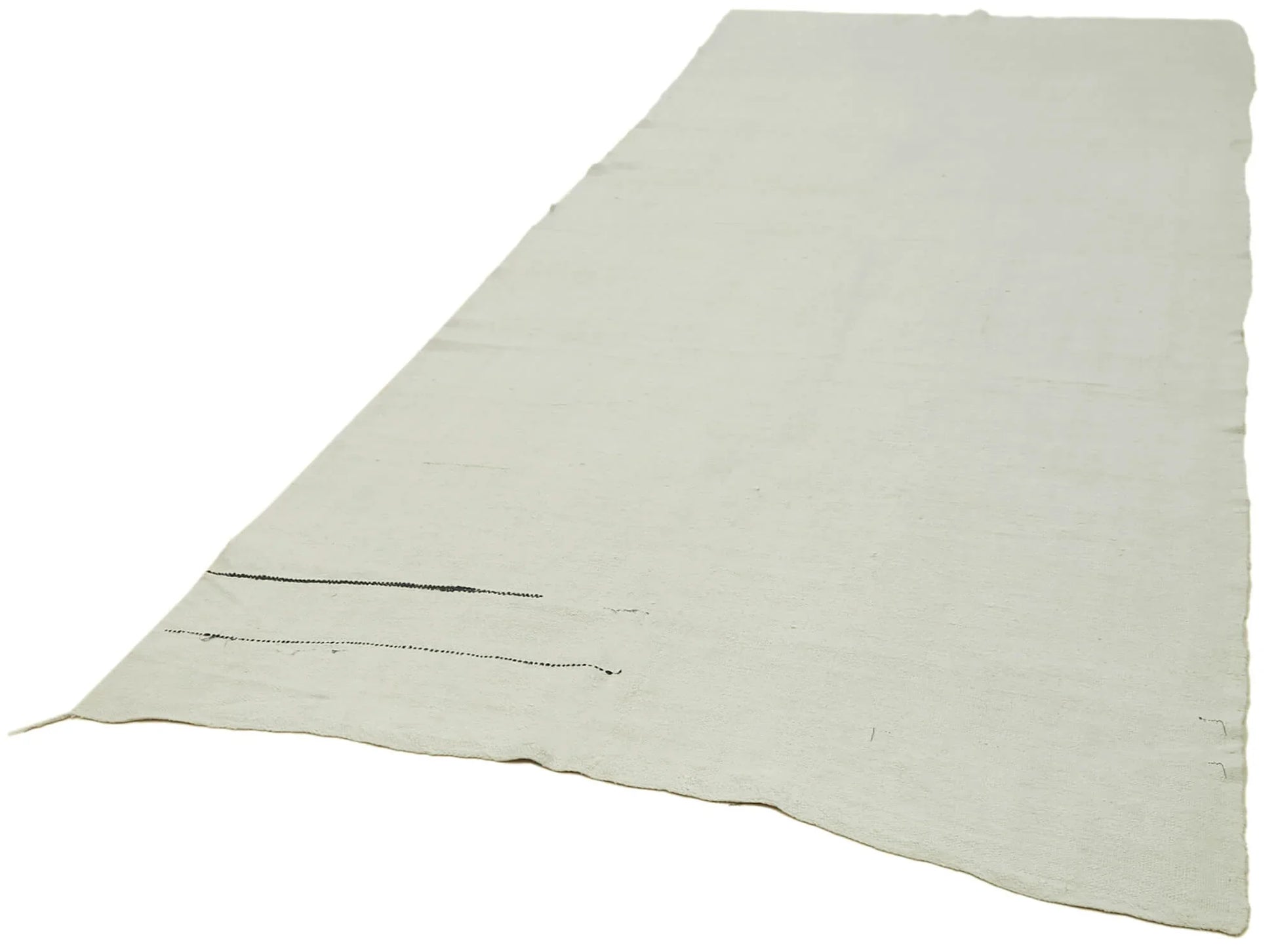 Kendir Beyaz Geometrik Hemp El Dokuma Halısı 166x404 Agacan