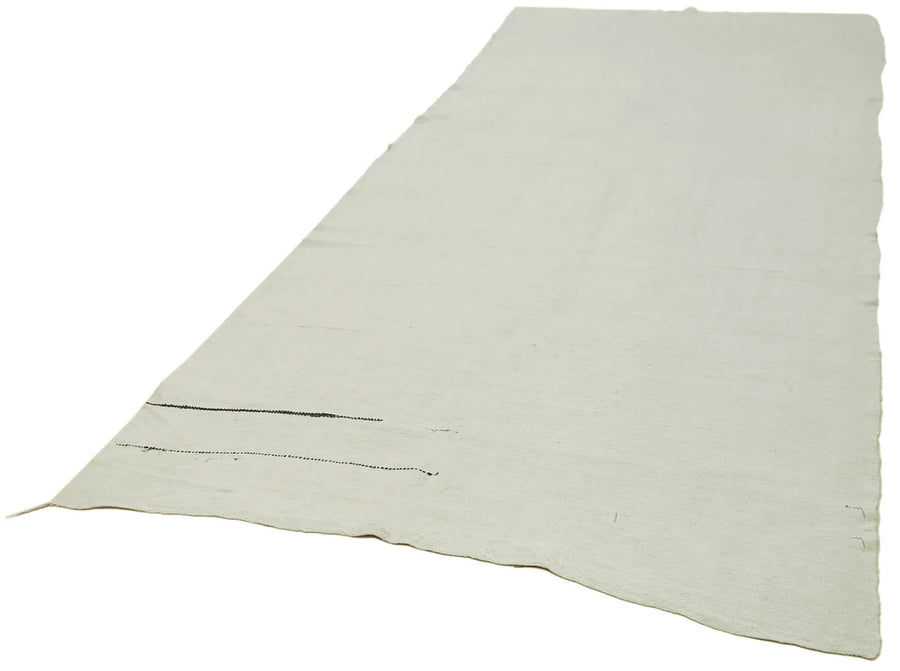 Kendir Beyaz Geometrik Hemp El Dokuma Halısı 166x404 Agacan