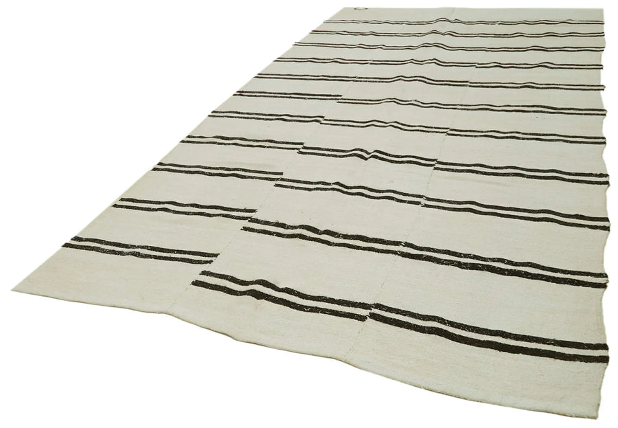 Kendir Bej Geometrik Hemp El Dokuma Halısı 196x385 Agacan