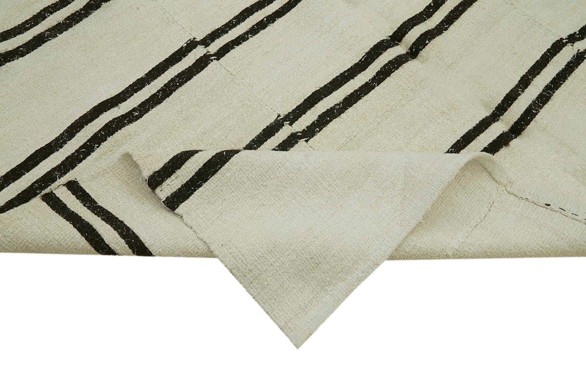 Kendir Bej Geometrik Hemp El Dokuma Halısı 196x385 Agacan