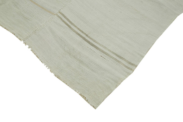 Kendir Beyaz Geometrik Hemp El Dokuma Halısı 190x441 Agacan