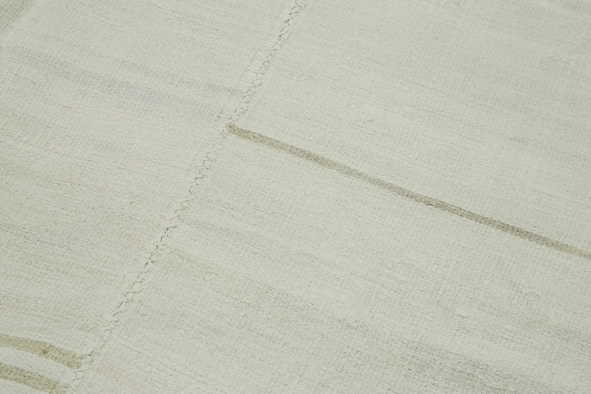 Kendir Beyaz Geometrik Hemp El Dokuma Halısı 190x441 Agacan