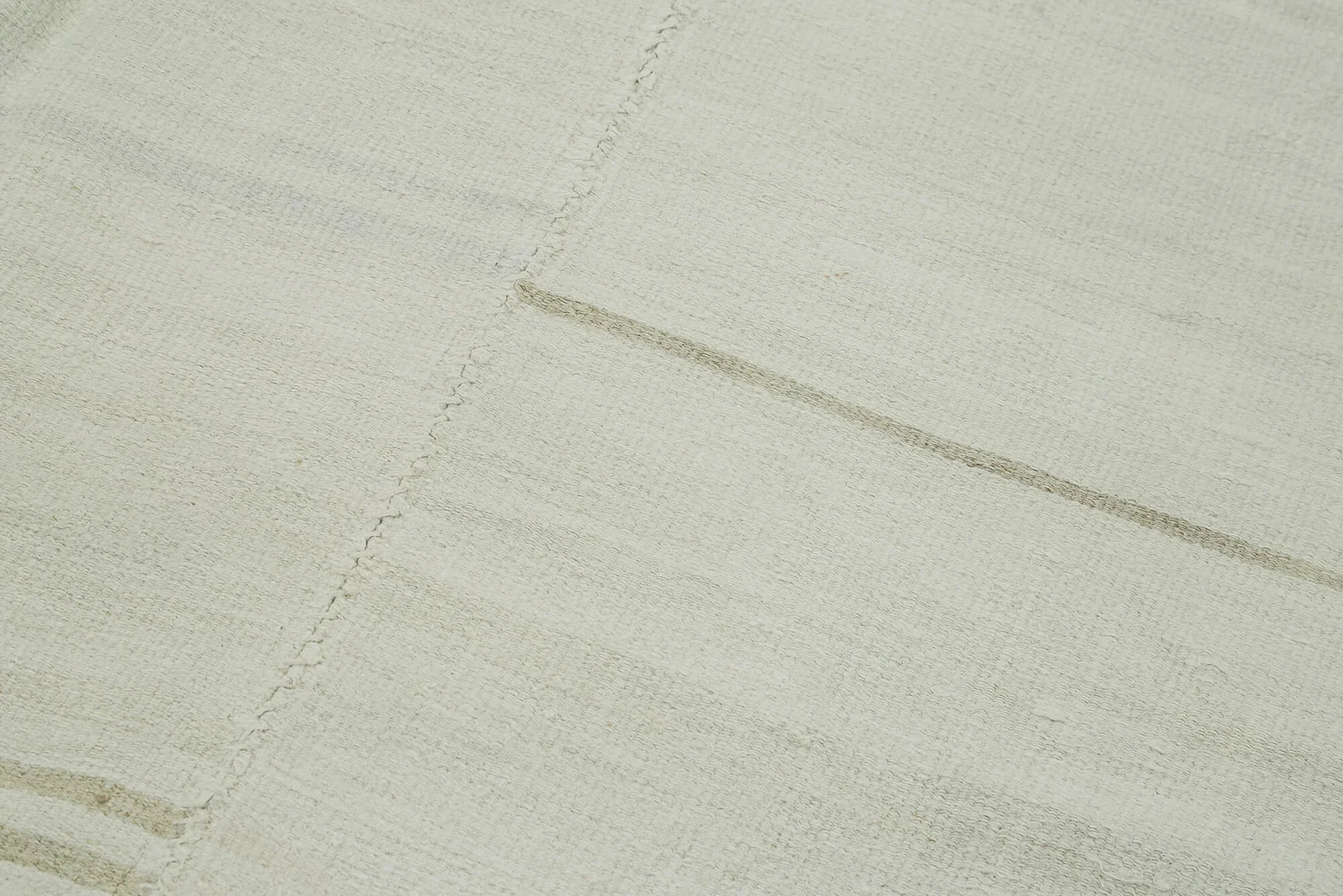 Kendir Beyaz Geometrik Hemp El Dokuma Halısı 190x441 Agacan