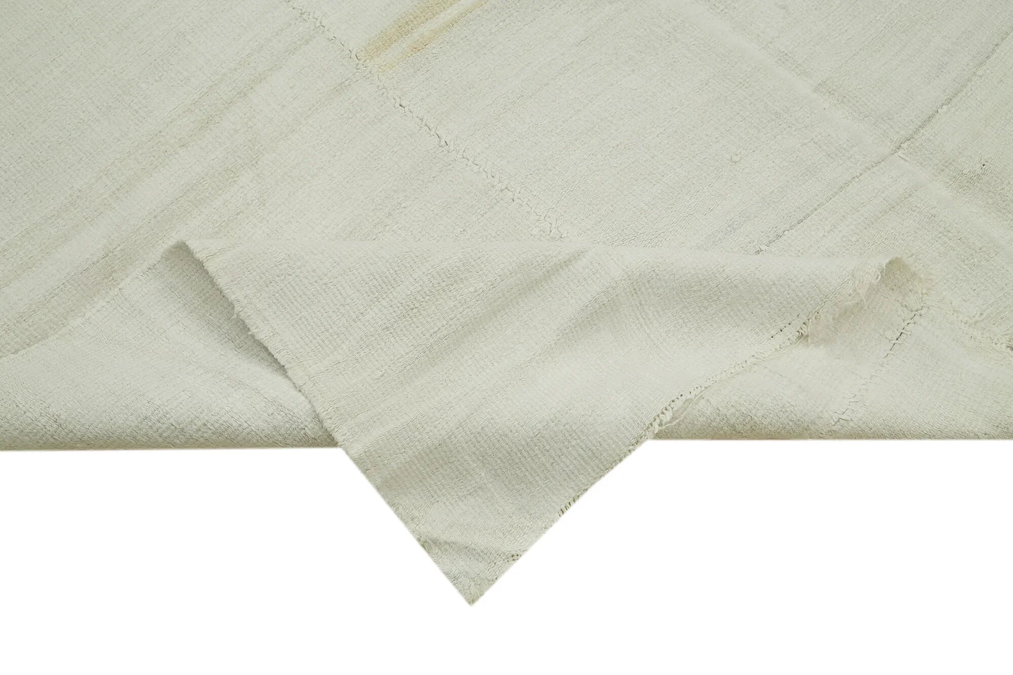 Kendir Beyaz Geometrik Hemp El Dokuma Halısı 190x441 Agacan