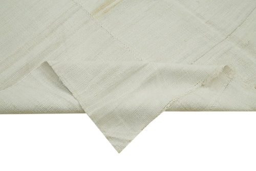 Kendir Beyaz Geometrik Hemp El Dokuma Halısı 190x441 Agacan