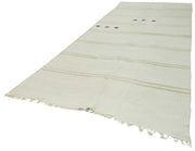 Kendir Beyaz Geometrik Hemp El Dokuma Halısı 205x470 Agacan