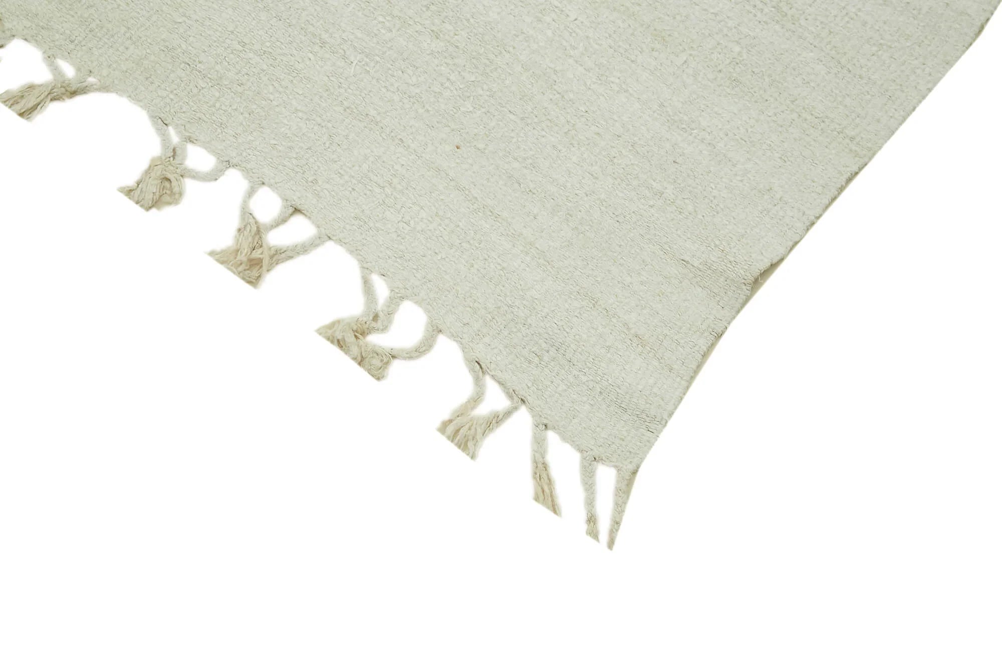Kendir Beyaz Geometrik Hemp El Dokuma Halısı 205x470 Agacan
