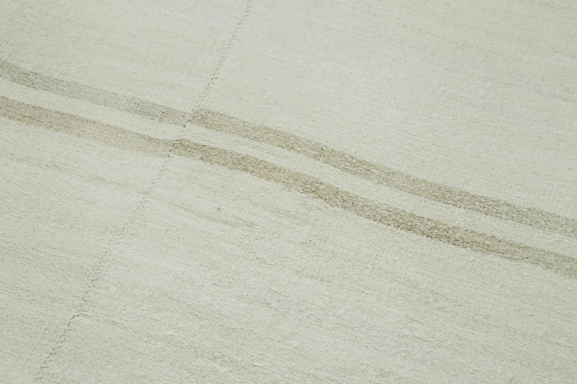Kendir Beyaz Geometrik Hemp El Dokuma Halısı 205x470 Agacan