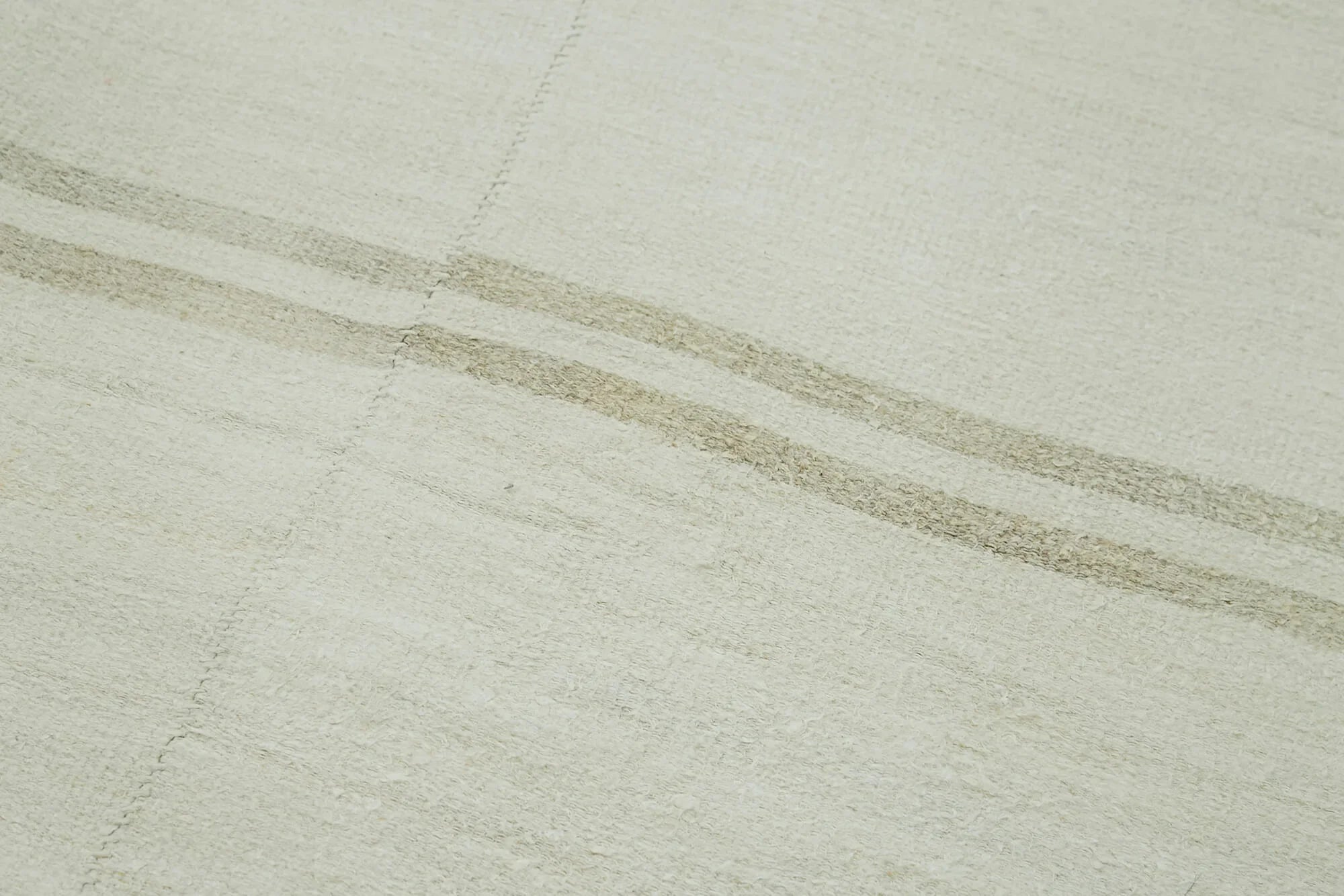 Kendir Beyaz Geometrik Hemp El Dokuma Halısı 205x470 Agacan