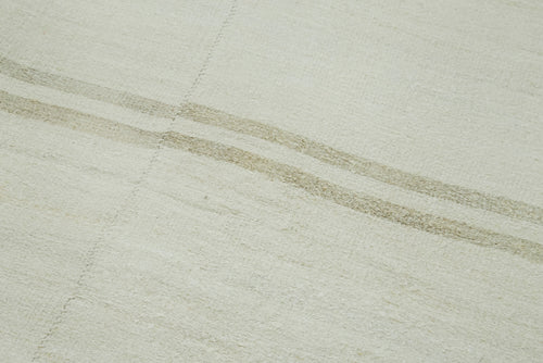 Kendir Beyaz Geometrik Hemp El Dokuma Halısı 205x470 Agacan